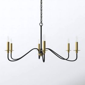 30-inch Traditional Dimmable 6-Light Chandelier in Black/Brass Finish
