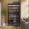 8-Shelf Shoe Rack Storage Cabinet Closet Shelving Unit in Black Wood Finish
