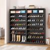 8-Shelf Shoe Rack Storage Cabinet Closet Shelving Unit in Black Wood Finish