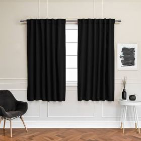 52 x 54 inch Solid Black Thermal Blackout Curtain Panels - Set of 2