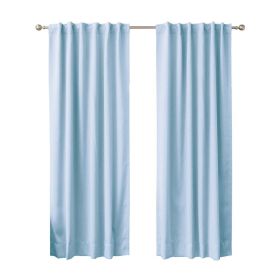 52 x 108 inch Solid Light Blue Thermal Blackout Curtain Panels - Set of 2