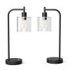 Set of 2 - Modern Stylish Black Metal Arch USB Table Lamp with LED Bulbs