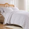 King size 3-Piece Quilt Set with 2 Pillow Shams 100% Cotton White Ruffles