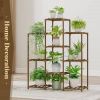 Natural Wood Bookcase Plant Stand Shelving Rack - Holds up to 9 Planters