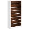 9 Tier White/Brown Wood Shoe Storage Cabinet, Holds Up To 45 Pairs