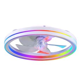 RGB Ceiling Fans With Lights, 19in Smart LED Ceiling Fan With Remote APP Control, Modern Low Profile Bladeless Chandelier Fan, Dimmable White Fan (Option: Default)