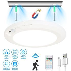 Magnetic Flush Ceiling Light Rechargeable Motion Sensor Ceiling Light Wireless Ceiling Light With Timer Remote Stepless Dimmable For Closet Stair (Option: White)