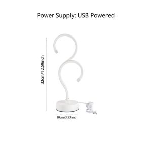 Creative Double Question Mark Elegant White Desktop Lamp, USB Power Supply - Three Color Lighting, Suitable For Bedroom (Option: White)