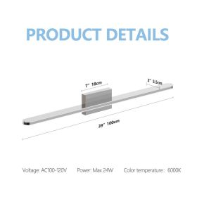 Modern LED Vanity Lights For Bathroom 39IN 24W Daylight White Chrome Light Fixtures Bathroom Lights Over Mirror Vanity Lighting Fixtures Vanity L (Option: 39IN 24W)
